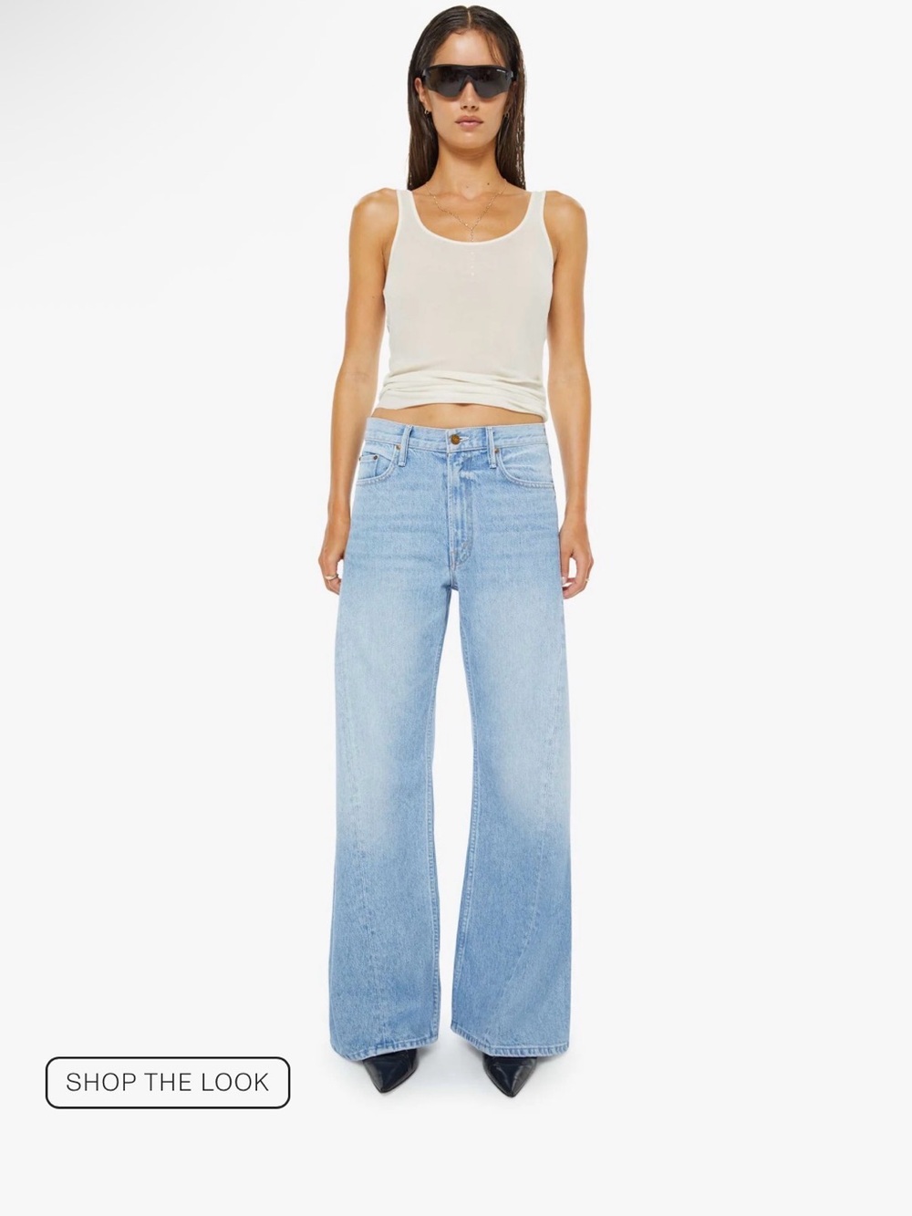 NWT MOTHER SNACKS! Lemon Twist Sneak Jeans Munchies Size 34 Wide Leg - Picture 2 of 12